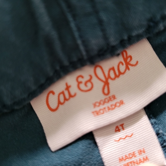 4T Cat & Jack Teal Joggers with Silver Drawstring - Picture 3 of 3